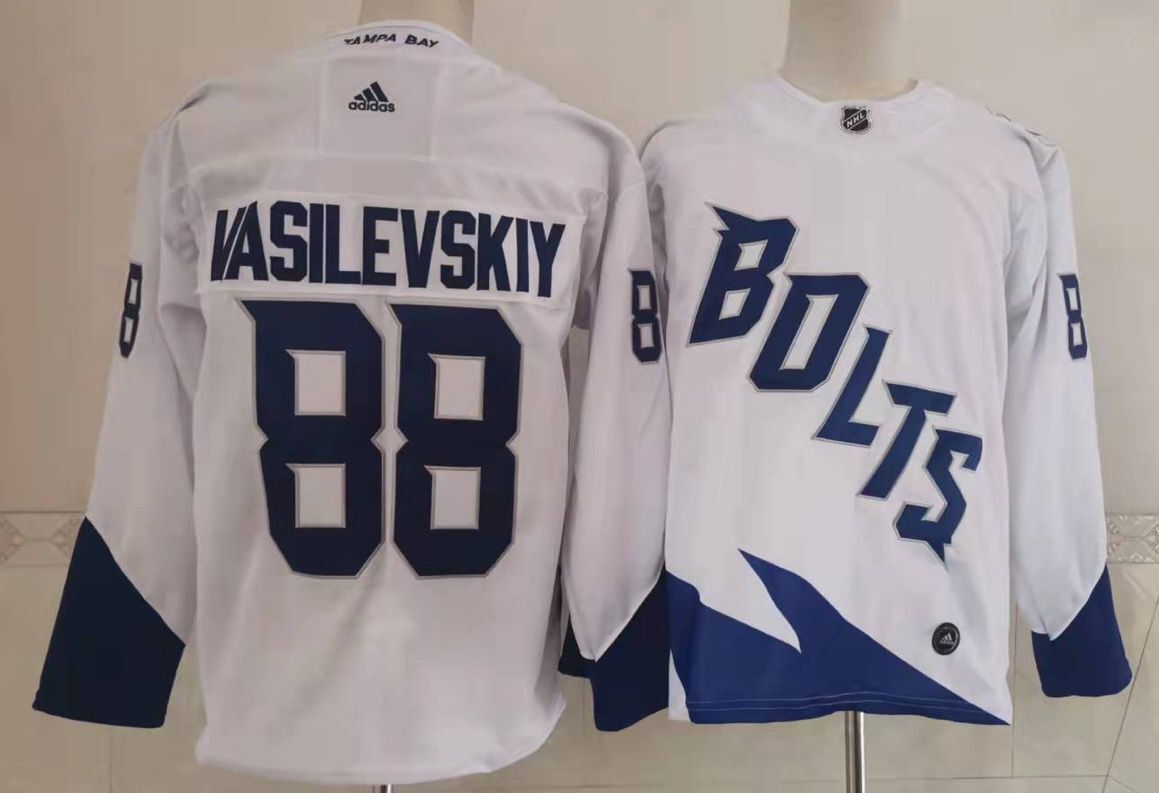 Men Tampa Bay Lightning #88 Vasilevskiy White New 2022 Adidas NHL Jersey